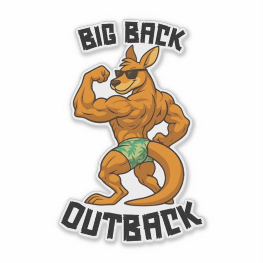 Big Back Outback – Funny Kangaroo Gym Workout, Aufkleber (Vorderseite)