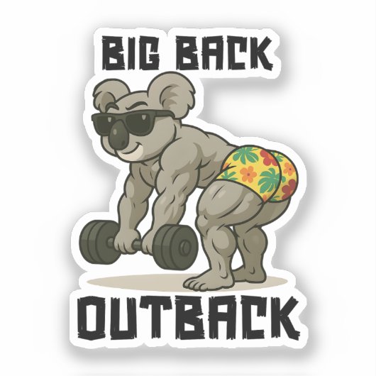 Big Back Outback – Funny Koala Gym Deadlift Design Aufkleber (Vorderseite)