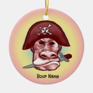 Big Bad Monkey Pirate Keramik Ornament