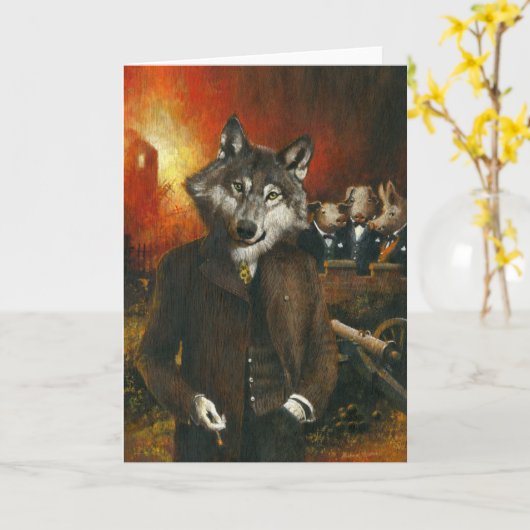 Big Bad Wolf Grußkarte Karte (Gelbe Blume)