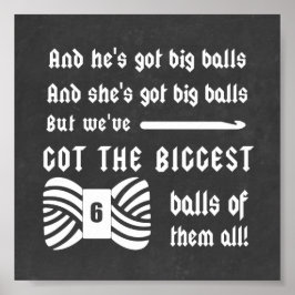 Big Balls aus Garn Crochet Crafts Chalk Texture Poster