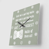 Big Balls of Yarn ・ Crochet Craft Room {Dark} Quadratische Wanduhr (Winkel)