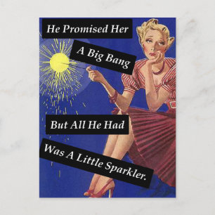 Big Bang Fireworks Vintag Look Single Girl Postkarte