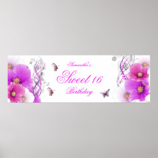 Big Banner Geburtstag Hübsch rosa Blütenweiß Poster
