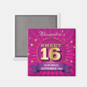 Big Bash Pink Sweet 16 Party Magnet (Vorderseite/Rückseite)