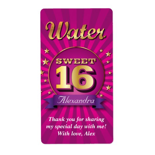 Big Bash Pink Sweet 16 Water Label (Vorne)