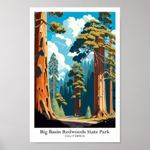 Big Basin Redwoods Staat Park Reise Illustration Poster
