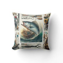 Big Bass Fish Fisherman Throw Kissen