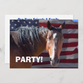 Big Bay Horse & U.S Flag - Western Party Einladung (Vorne/Hinten)