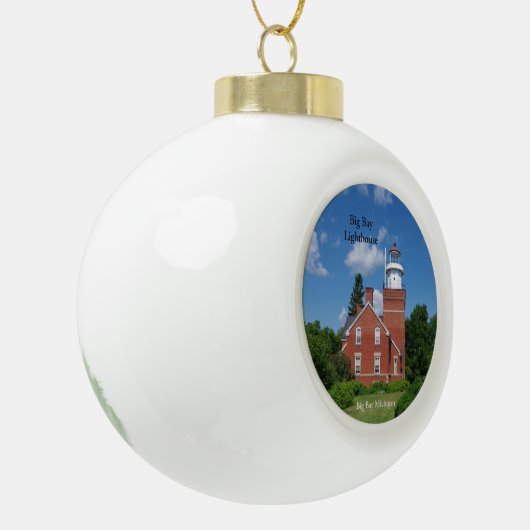 Big Bay Lighthouse Ball oder Schneeflocke Keramik Kugel-Ornament (Links)
