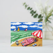 Big Beach Diva Sunbader Post Card Postkarte (Stehend Vorderseite)