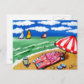 Big Beach Diva Sunbader Post Card Postkarte (Vorne/Hinten)