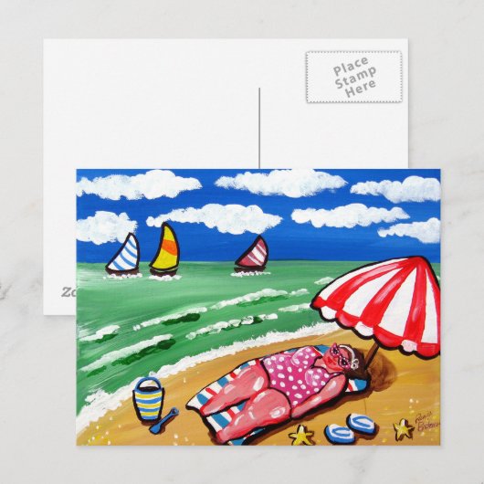 Big Beach Diva Sunbader Post Card Postkarte (Vorne/Hinten)