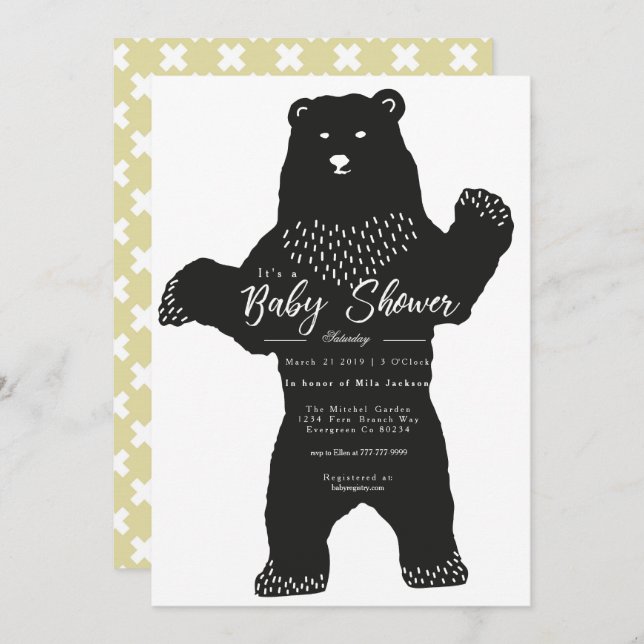 Big Bear Baby Dusche einladen Einladung (Vorne/Hinten)
