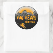 Big Bear California Orange-Ski-Aufkleber Runder Aufkleber (Tasche)