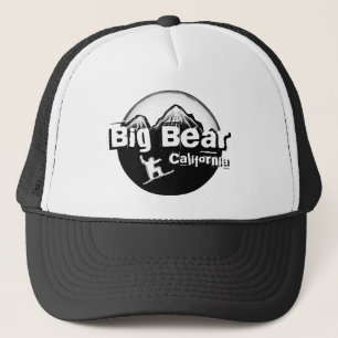 Big Bear California Schwarz-weißer Snowboardhut Truckerkappe