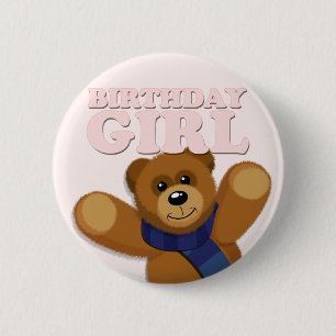 Big Bear Geburtstags-Mädchen-Abzeichen Button