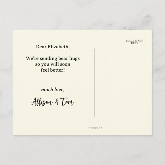 Big Bear Hug bald wieder gut Postkarte (Rückseite)
