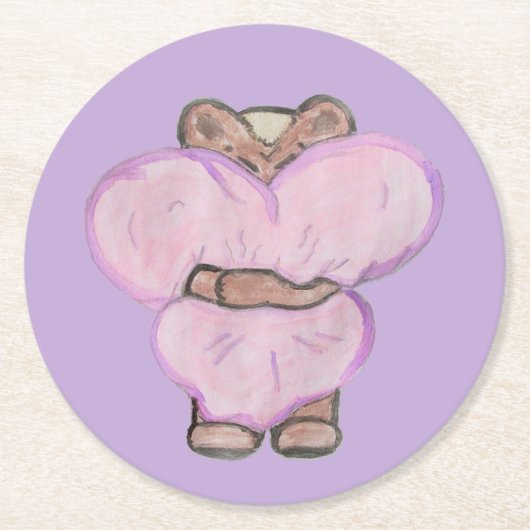 Big Bear Hug. Runder Pappuntersetzer (Vorderseite)