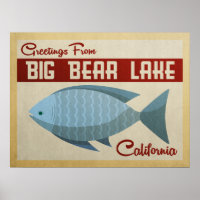Big Bear Lake Blue Fish Vintage Reise