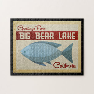 Big Bear Lake Blue Fish Vintage Reise Puzzle