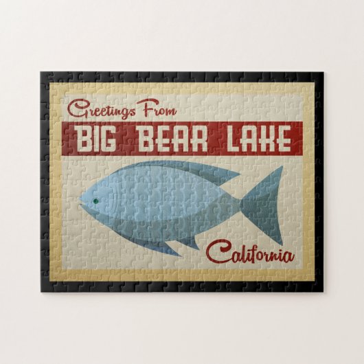 Big Bear Lake Blue Fish Vintage Reise Puzzle (Horizontal)