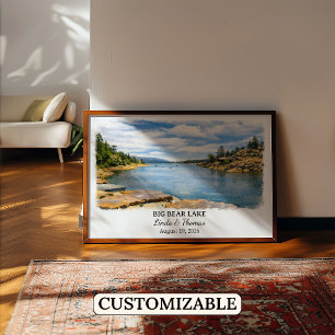 Big Bear Lake California Poster, Aquarell Poster