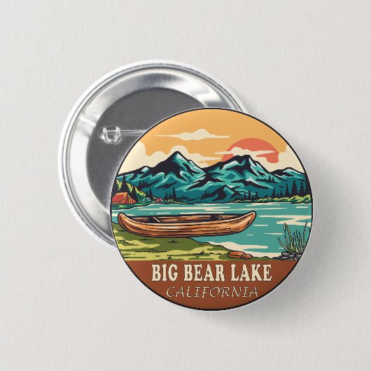 Big Bear Lake California Wasserfischen Emblem Button (Vorne & Hinten)