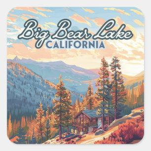 Big Bear Lake Kalifornien San Bernardino Vintage Quadratischer Aufkleber