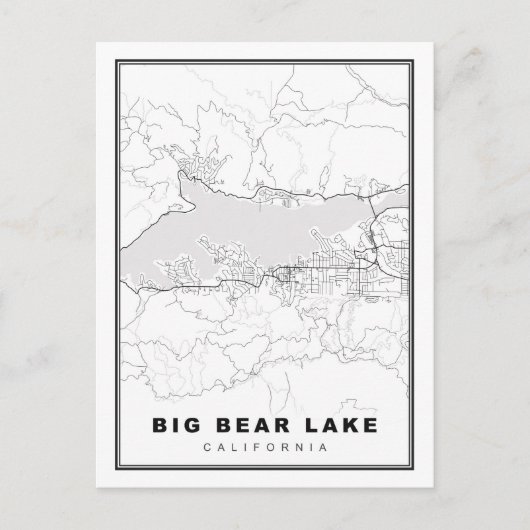 Big Bear Lake Map Feiertagspostkarte (Vorderseite)