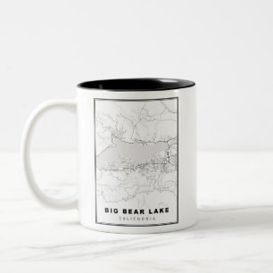 Big Bear Lake Map Zweifarbige Tasse