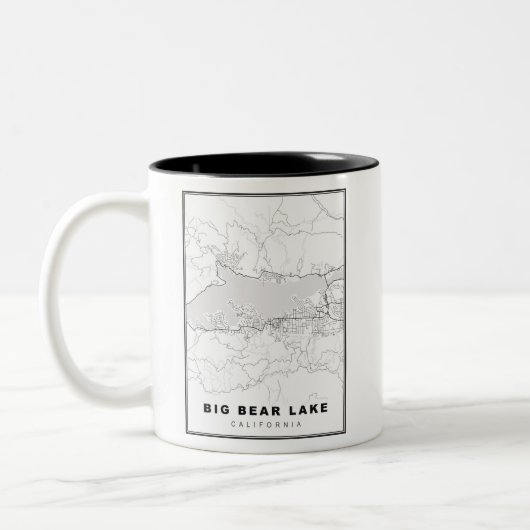 Big Bear Lake Map Zweifarbige Tasse (Links)