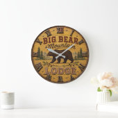 Big Bear Mountain Lodge Rustic Große Wanduhr (Zuhause)