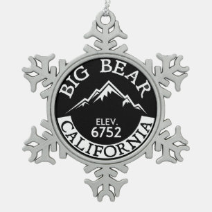 Big Bear See-Kalifornien-Skifahren-Ski-Wandern Schneeflocken Zinn-Ornament