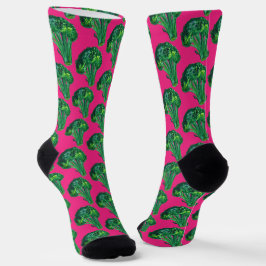 Big Beautiful Broccoli Fun Wasserfarbe Hellrosa Socken