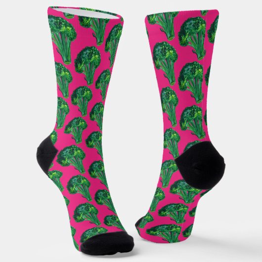 Big Beautiful Broccoli Fun Wasserfarbe Hellrosa Socken (Gewinkelt)
