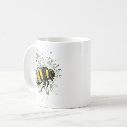 Big Beautiful Bumble BEE, Digital Drawing Kaffeetasse (Vorderseite Links)