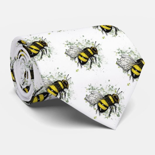 Big Beautiful Bumble BEE, Digital Drawing Krawatte (Gerollt)