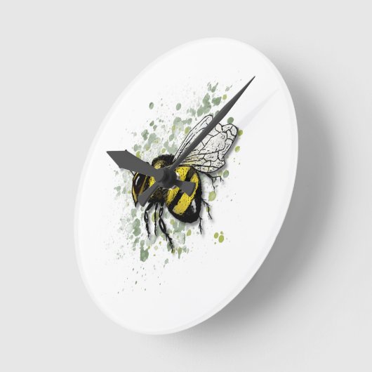Big Beautiful Bumble BEE, Digital Drawing Runde Wanduhr (Winkel)