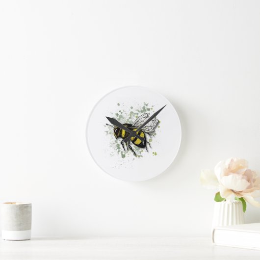 Big Beautiful Bumble BEE, Digital Drawing Runde Wanduhr (Zuhause)