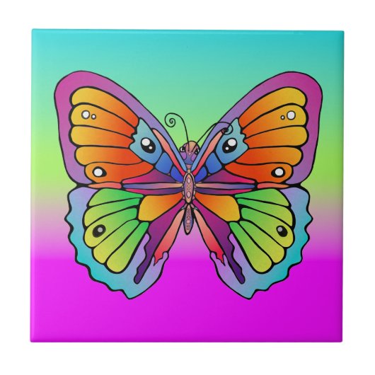 Big Beautiful Butterfly auf schwarz Fliese (Vorderseite)