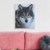 Big Beautiful Grey Wolf in freier Wildbahn Leinwanddruck (Insitu (Wohnzimmer))