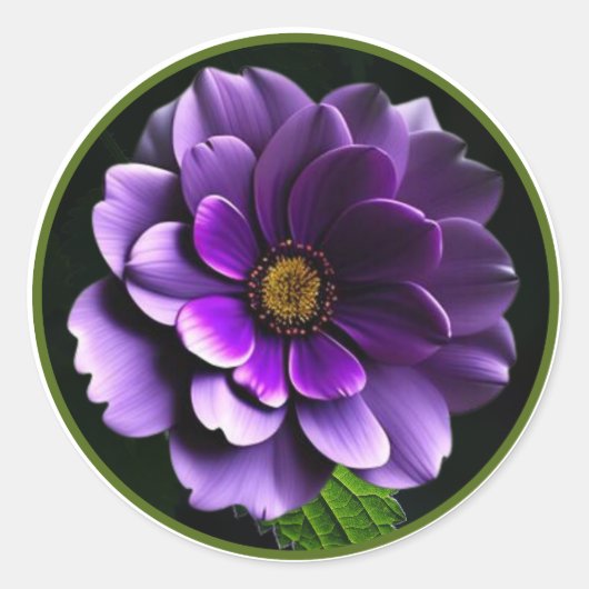 Big Beautiful Lila Rose Artistic Design Runder Aufkleber (Vorderseite)