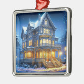 Big Beautiful Viktorianisch House zu Weihnachten Ornament Aus Metall (Links)