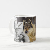 Big Beautiful Wild Wolf im Schnee Coffee Tasse (Vorderseite Links)