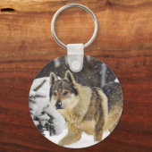 Big Beautiful Wild Wolf im Schnee Schlüsselanhänger (Vorderseite)