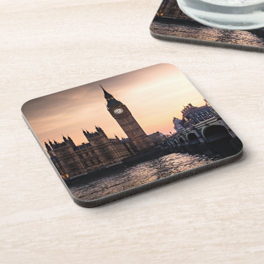 Big Ben an der Themse in London Getränkeuntersetzer (Linke Seite)