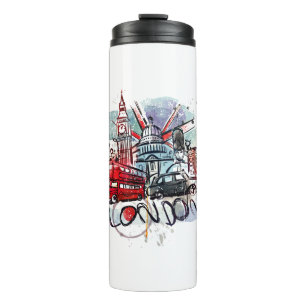 Big ben Bus London Sehenswürdigkeit Thermosbecher