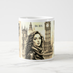Big Ben Clock, Female Traveller bei Big Ben London Jumbo-Tasse