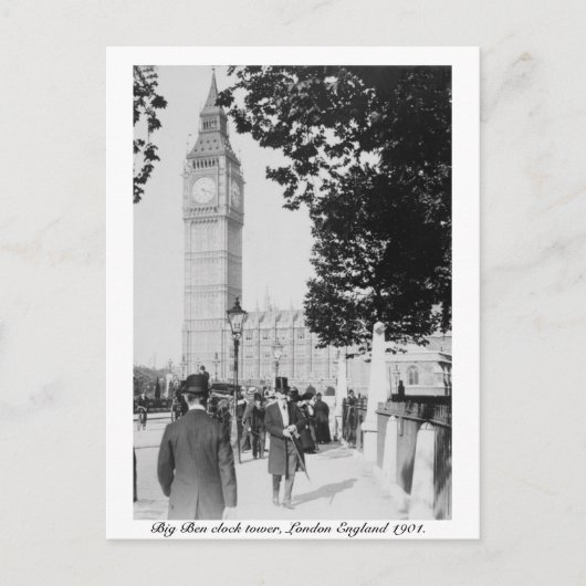 Big Ben Clock & House of Parliament 1901 London Postkarte (Vorderseite)